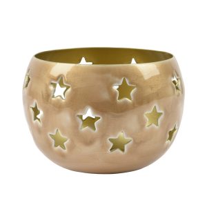 PORTA TEALIGHT CUT-OUT STELLE 7X7X5 CM oro (Cod. 38486-03)