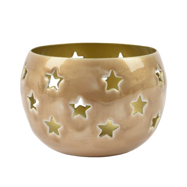 PORTA TEALIGHT CUT-OUT STELLE 7X7X5 CM oro (Cod. 38486-03)