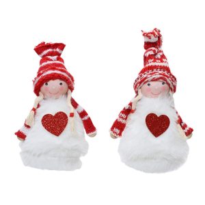 1 PZ. DECORAZIONE BAMBINA CON CUORE GLITTER 5X4X12 CM  (Cod. 39065-01)