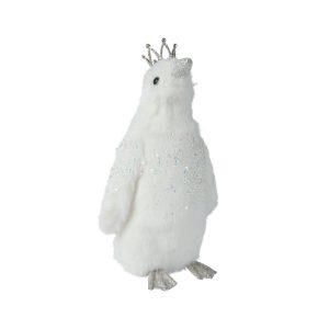 PINGUINO IN POLIESTERE GLITTER CON CORONA 15X14X30 CM  (Cod. 39067-01)