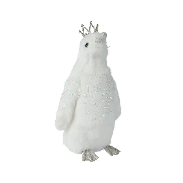 PINGUINO IN POLIESTERE GLITTER CON CORONA 15X14X30 CM  (Cod. 39067-01)