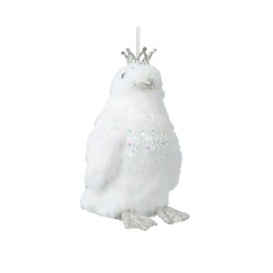 PINGUINO IN POLIESTERE GLITTER CON CORONA 9X10X17 CM  (Cod. 39087-01)