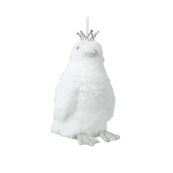 PINGUINO IN POLIESTERE GLITTER CON CORONA 9X10X17 CM  (Cod. 39087-01)