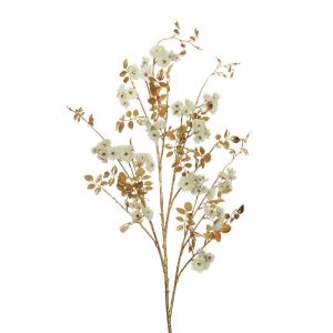 RAMO DOGWOOD CON FOGLIE METALLIZZATE 130 CM crema (Cod. 38999-01)