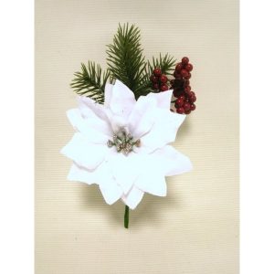 PICK PINO E POINSETTIA E BACCHE 20 CM crema (Cod. 39055-02)