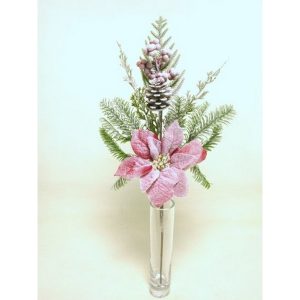 RAMO POINSETTIA PIGNE E BACCHE 60 CM rosso (Cod. 39052-01)