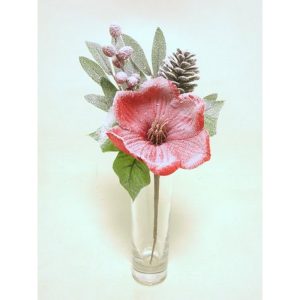 RAMO MAGNOLIA, BACCHE E PIGNE 30 CM rosso (Cod. 39050-01)