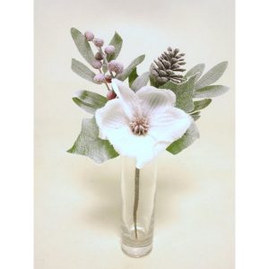 RAMO MAGNOLIA, BACCHE E PIGNE 30 CM crema (Cod. 39050-02)