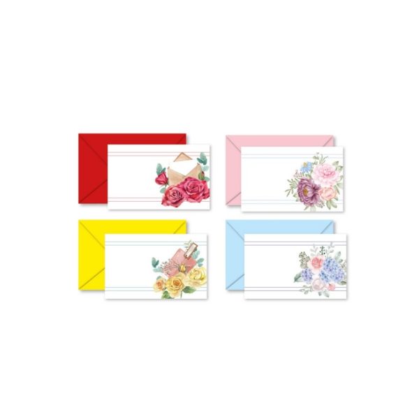 BIGLIETTI + BUSTE 100 PZ SOGGETTI MISTI 11X7 CM fiori-assortiti-360 (Cod. 23969-44)