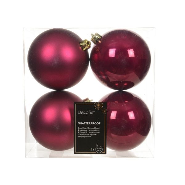 4 PZ. PALLINE DI NATALE D10 CM  rosso-melograno (Cod. 38102-11)