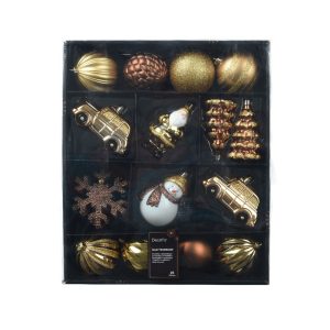 BOX PALLINE DI NATALE MISTE D8 25PZ marrone-e-beige (Cod. 33985-02)