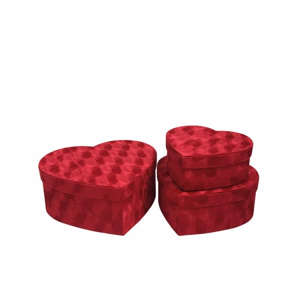 SET 3 PZ. SCATOLE CUORI VELLUTO 20-25-30 CM rosso (Cod. 39243-01)