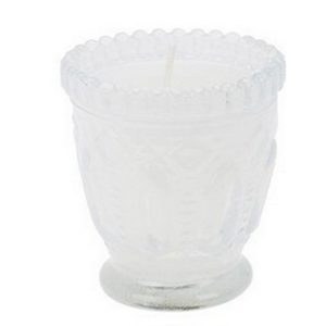 VASO VETRO CON CANDELA 7 CM bianco (Cod. 39277-03)