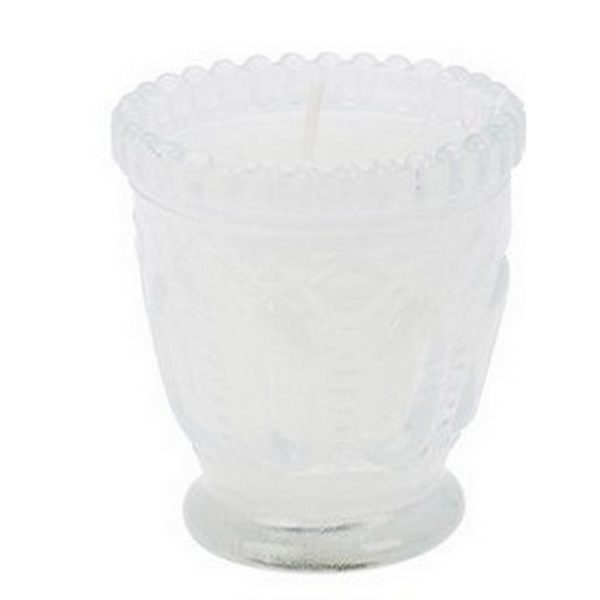VASO VETRO CON CANDELA 7 CM bianco (Cod. 39277-03)