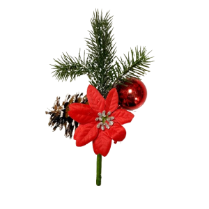 PICK PINO E POINSETTIA 20 CM rosso (Cod. 39054-01)