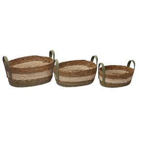 SET 3 PZ. CESTO OVALE MANICI DA 30X22X12 A 28X37X16 CM verde (Cod. 39364-01)