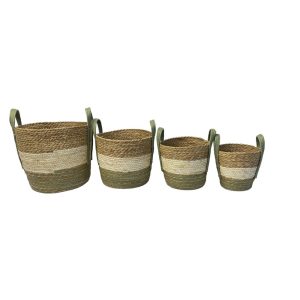 SET 4 PZ. CESTO CON MANICI DA H18 D20 A H29 D33 CM verde (Cod. 39368-01)