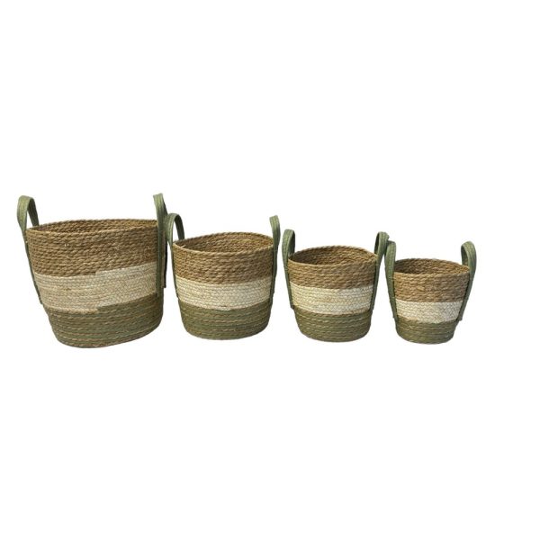 SET 4 PZ. CESTO CON MANICI DA H18 D20 A H29 D33 CM verde (Cod. 39368-01)
