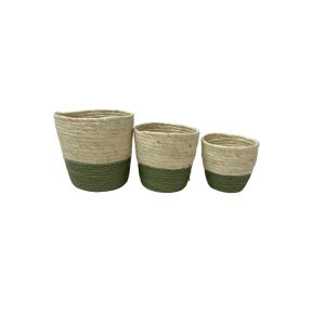 SET 3 PZ. CESTO CORDA LUMA H14 D13-H15,5 D17- H20 D19  verde (Cod. 39370-04)