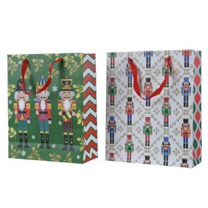 BORSA CARTA NATALIZIA CON MANICI 10X26 H32 CM verde-e-bianco (Cod. 35947-01)
