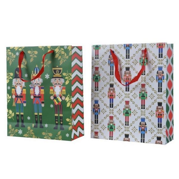 BORSA CARTA NATALIZIA CON MANICI 10X26 H32 CM verde-e-bianco (Cod. 35947-01)