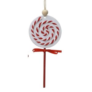 1 PZ. DECORAZIONE NATALIZIA PER ALBERO  0,5X5,5X8 CM candy-stick-bianco (Cod. 39061-04)