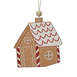 1 PZ. DECORAZIONE NATALIZIA PER ALBERO  0,5X5,5X8 CM casetta-pan-di-zenzero (Cod. 39061-05)