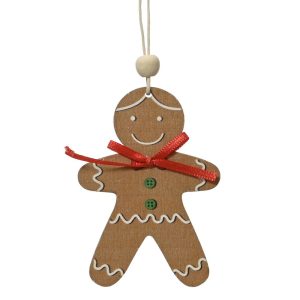 1 PZ. DECORAZIONE NATALIZIA PER ALBERO  0,5X5,5X8 CM omino-pan-di-zenzero (Cod. 39061-06)
