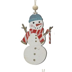 1 PZ. DECORAZIONE NATALIZIA PER ALBERO  0,5X5,5X8 CM pupazzo-di-neve-2 (Cod. 39061-08)