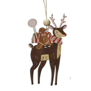 1 PZ. DECORAZIONE NATALIZIA PER ALBERO  0,5X5,5X8 CM renna (Cod. 39061-09)