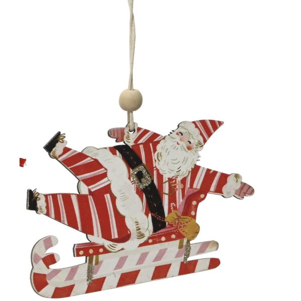 1 PZ. DECORAZIONE NATALIZIA PER ALBERO  0,5X5,5X8 CM babbo-natale-slitta (Cod. 39061-10)
