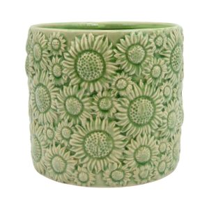 VASO SUN FLOWER CERAMICA H15,4 D17 CM verde (Cod. 39459-01)