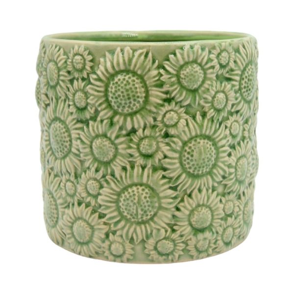 VASO SUN FLOWER CERAMICA H15,4 D17 CM verde (Cod. 39459-01)