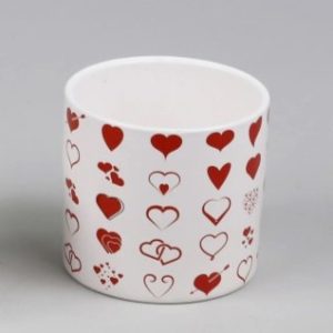PORTAVASO CERAMICA CON CUORI PER VASO D10 CM  (Cod. 39593-01)