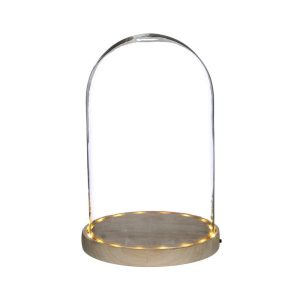 CAMPANA DI VETRO CON LED D17 H25,5 CM base-naturale (Cod. 35915-02)