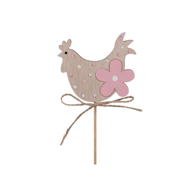 SET 8 PZ. PICK GALLINA LEGNO 31 CM rosa (Cod. 39496-01)