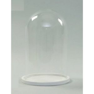 CAMPANA VETRO D20 H30 CM+BASE LEGNO BIANCA D20,5  (Cod. 35711-01)