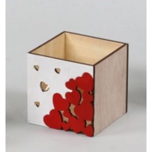 PORTAVASO LEGNO CON CUORI PER VASO D10 CM  (Cod. 39604-01)
