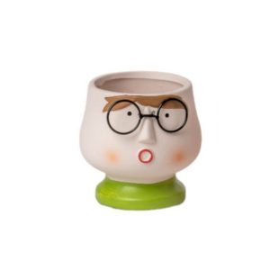 VASO TESTA CON OCCHIALI TERRACOTTA H8,5X8X7,5 CM verde (Cod. 39473-01)