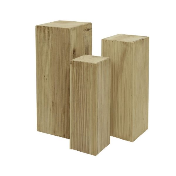 SET 3 COLONNE IN LEGNO MISURA MAX 30X30 H80 CM naturale (Cod. 37136-01)