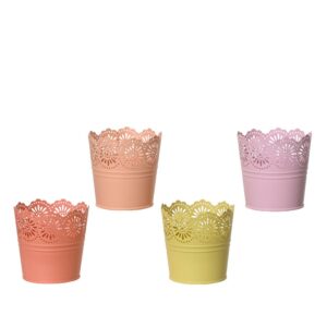 SET 4 PZ. VASO COLORATO IN ZINCO H10,6 D11 CM  (Cod. 39421-01)