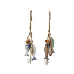 1 PZ. DECORAZIONE PESCI E STELLE DI MARE IN LEGNO 25 CM  (Cod. 39440-01)