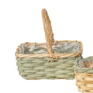 CESTO LEGNO CON MANICO H8X18,5X13 CM verde-chiaro (Cod. 39477-02)