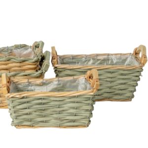 SET 2 PZ. CESTO LEGNO 23X14X11 - 26X16X13 CM verde-chiaro (Cod. 39479-02)