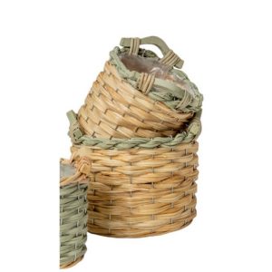 SET 2 PZ. CESTO TONDO LEGNO H14 D16 - H15 D20 CM naturale (Cod. 39480-01)