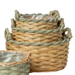 SET 3  PZ. CESTO TONDO DA H14 D20 A H15 D30 naturale (Cod. 39482-01)