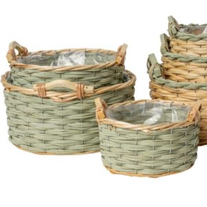 SET 3  PZ. CESTO TONDO DA H14 D20 A H15 D30 verde-chiaro (Cod. 39482-02)