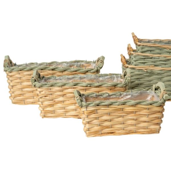 SET 3  PZ. CESTO LEGNO DA 25,5X11,5XH11 A 36X19XH14,5 CM naturale (Cod. 39483-01)
