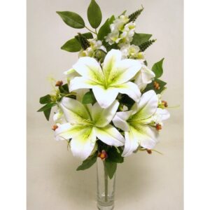 FRONTALE ROSE BOCCIOLI E LILIUM X17 54 CM crema (Cod. 39436-04)