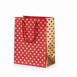 10 PZ. BORSINA LOVE STAMPA CUORI 14,3X7,3 H15,3 CM rosso (Cod. 39701-01)